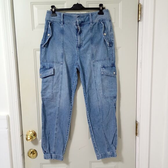 Lauren Ralph Lauren Denim - Lauren Ralph Lauren Womens Size 8 Denim Cargo Pants Jeans Blue Multi Pocket